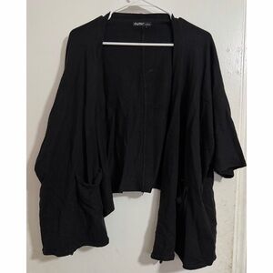 Black open front cardigan with pockets